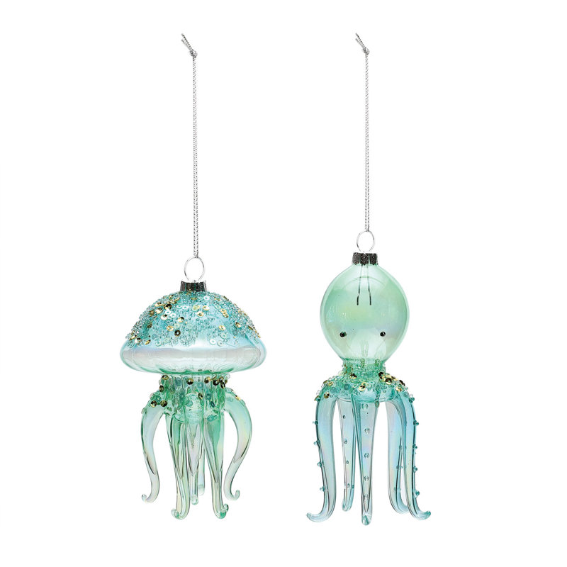 The Holiday Aisle® 2 Piece Spun Glass Sea Creature Hanging Figurine